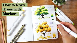 How to Draw Trees with Markers  Tutorial 1 [upl. by Eelinej236]