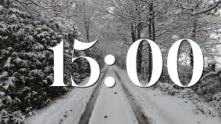 15 Minute Timer  Winter Snowy Road  Sound at the End  Ambient Music [upl. by Mat]