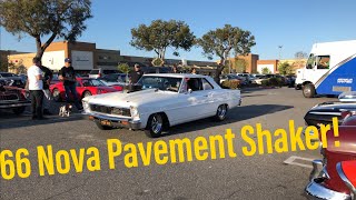 66 Chevy Nova Rattles The Asphalt at InNOut [upl. by Phelia]