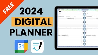 2024 digital planner for ipad amp Goodnotes  free hyperlinked planner [upl. by Bogart]