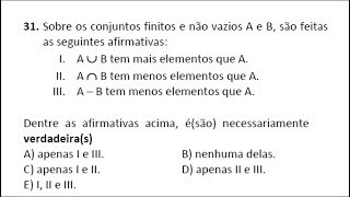 IFCE 20191  CONJUNTOS  QUESTÃO 31  ENSINO TÉCNICO INTEGRADO [upl. by Finley976]