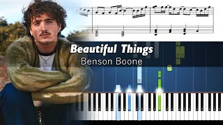 Benson Boone  Beautiful Things  Piano Instrumental Tutorial with Sheet Music [upl. by Nadean]