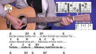 Lieber guter Nikolaus komme bald in unser Haus Nikolauslied mit 3 Akkorden amp Text für Gitarre [upl. by Roselia]