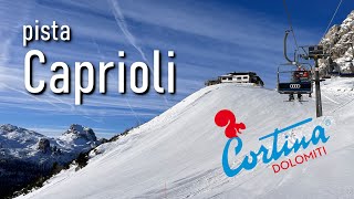 Pista Caprioli bellissima rossa sulle Tofana con panorma quotwowquot cortinadampezzo dolomites skiing [upl. by Olocin]