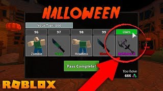 COMPLETING PASS and GETTING NEW HALLOWEEN GODLY KNIFE  MM2 Halloween Update [upl. by Haerle]