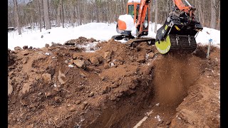 Screening dirt into a trench [upl. by Oenire]