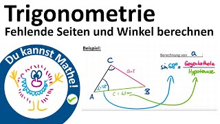 Trigonometrie  Rechtwinklige Dreiecke berechnen [upl. by Keever]