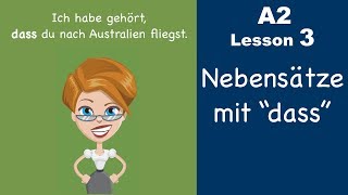 Learn German  Konjunktion quotdassquot  Nebensatz  German for beginners  A2  Lesson 3 [upl. by Sheelah]