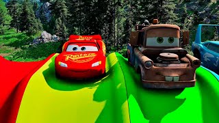 Flatbed Trailer Truck Rescue  Cars vs Rails  Speed Bumps  BeamNGDrive [upl. by Blalock]