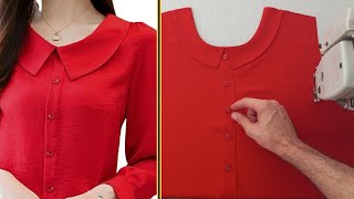 ✅️ Easy Way to Beautiful Neck Design Cutting and Sewing 💯 Sewing hacks to beginners ⛔️ Tailor Nour [upl. by Lissak]