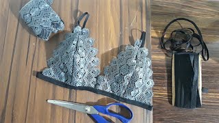 Lace Bralette Cutting and stitching  Very Easy  For beginners [upl. by Wetzel]