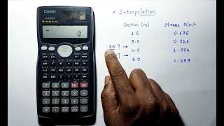 Interpolation using scientific calculator casio fx 991ms [upl. by Atiuqihc]