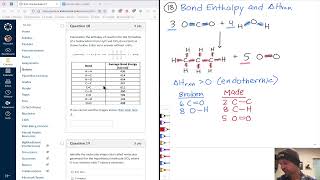 Bond Enthalpies and Enthalpy of Reaction  Practice Exam 31  Fall 2021 [upl. by Tiffanle]