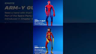 SpiderWoman VS Spiderman emote comparison Suit Up amp Arm Y Guy [upl. by Shelagh]