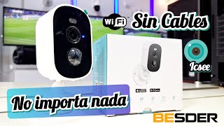 Cámara Wifi SIN CABLES SIN INTERNET Besder D10 4mp Icsee Bateria [upl. by Harmon426]