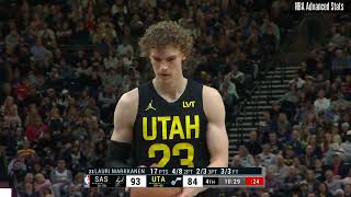 Lauri Markkanen vs Spurs  Every Point  2024327 [upl. by Meghann]