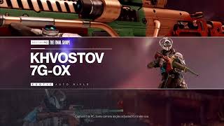 Destiny 2 NEW EXOTIC Khvostov Auto Rifle [upl. by Ahsekad]