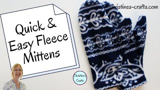 SEW FLEECE MITTENS ANY SIZE IN UNDER 30 MINUTES  No pattern Needed [upl. by Hickie]