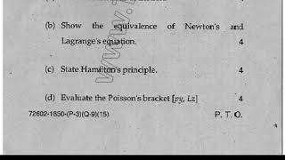 MSc Physics 1st Sem Classical Mechanics Question Paper [upl. by Bass]