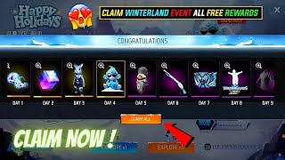 Claim Now 😍 M1887 snow skin 🥵 Free fire 2023 Winterland event free rewards 🔥 Garena free fire [upl. by Sterne763]