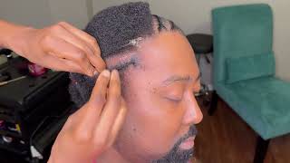 My husband decided to wait until his forties to grow his hair Watch me braid his short hair [upl. by Asaert]