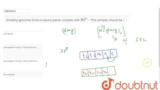 Dimethyl glyoxime forms a square planar complex with Ni2  This complex should be [upl. by Arraik]
