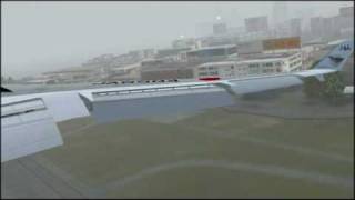 FSX Landing at foggy KAITAK 13 JAL MD11 [upl. by Ohnuj]