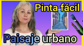 Cómo PINTAR FACIL un paisaje urbano con acrílicos [upl. by Quenna]