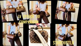 Louis Vuitton Speedy 20 Comparison  Damier Ebene VS Monogram  Mod Shots included 🎉 [upl. by Lalla548]