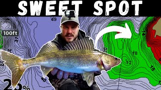 Mid Winter Walleye Location  Ice Fishing Walleyes in a High Percentage Spot [upl. by Balfour]