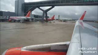 Airbus A320 Sharklets easyJet UK  Pushback Startup Taxi amp Takeoff London Gatwick to Geneva [upl. by Lerner704]