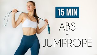 15 MIN JUMP ROPE amp ABS WORKOUT Cardio Abs At Home [upl. by Nahshon]