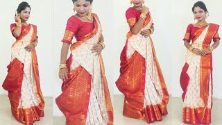 Traditional Bengali Atpoure Saree Draping For Durga Puja [upl. by Sherry]