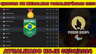 EMOCIONANTE QUADRO DE MEDALHAS DAS PARALIMPÍADAS 2024 PARIS VEJA O RANKING DO BRASIL [upl. by Siuqaj]