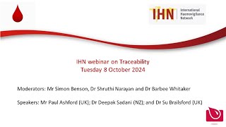 IHN webinar on Traceability [upl. by Geoff951]