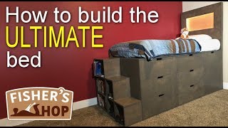 Woodworking How to build the ULTIMATE bed [upl. by Ahsit]