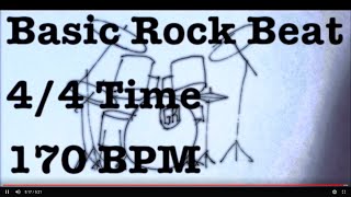 Basic Rock Drum Beat  170 BPM  44 Time  Metronome Loop 170BPM  Rock Beat  Drum Backing Track [upl. by Yrffej416]