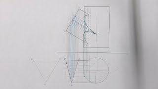 How to find the interpenetration Curve of a Triangular Prism into a cylinder Part 1 [upl. by Swainson]