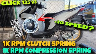 TOP SPEED USING 1K RPM CLUTCH amp COMPRESSION SPRING TO HONDA CLICK V3 [upl. by Acinorehs762]