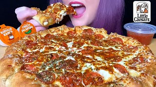 ASMR LITTLE CAESARS PIZZA MUKBANG NO TALKING PEPPERONI amp CHEESE STUFFED CRUST [upl. by Ahsieka]