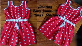 Baby Girl Jumpsuit Step by step Cutting and Stitching  Dungaree Dress Kids Summer Jumpsuit [upl. by Elnukeda]