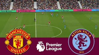 Manchester United 3 vs 2 Aston Villa Match Highlights  Video Game Simulation PES 2021 [upl. by Natloz]