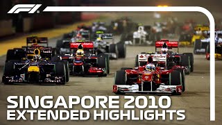 Alonso amp Vettel Battle It Out For Top Spot  Extended Race Highlights  2010 Singapore Grand Prix [upl. by Aliuqahs]