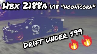 HBX 2188A 118 quotHoonicornquot Ford Mustang lookalike drift car Review and first DRIFT [upl. by Ynnig967]