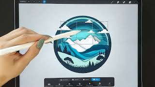 Drawing a Paper CutStyle Landscape Procreate on iPad Pro  Art Of Pi [upl. by Ayana]