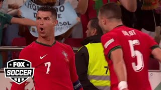 Cristiano Ronaldo scores gamewinning goal in 88 against Scotland  UEFA Nations League [upl. by Aniakudo]