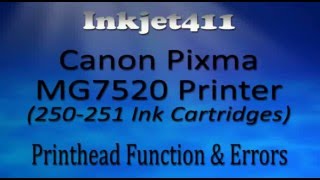 Canon Pixma MG7520 Printer  Printhead Function amp Errors 250 251 Ink Cartridges [upl. by Attenauq143]