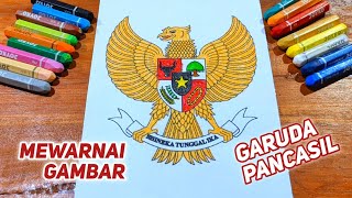 Mewarnai gambar garuda pancasila  Mewarnai burung garuda dengan mudah [upl. by Arimat85]