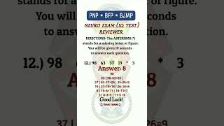 IQ TEST 1115  NEURO EXAM  PNP BFP amp BJMP  MENTAL ABILITY TEST  APTITUDE TEST [upl. by Mairym]