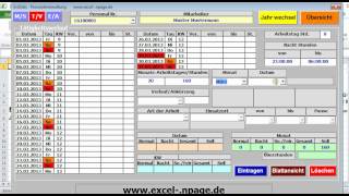 Personalverwaltung mit Excel Zeit erfassen berechnen auswertenavi [upl. by Vanderhoek]